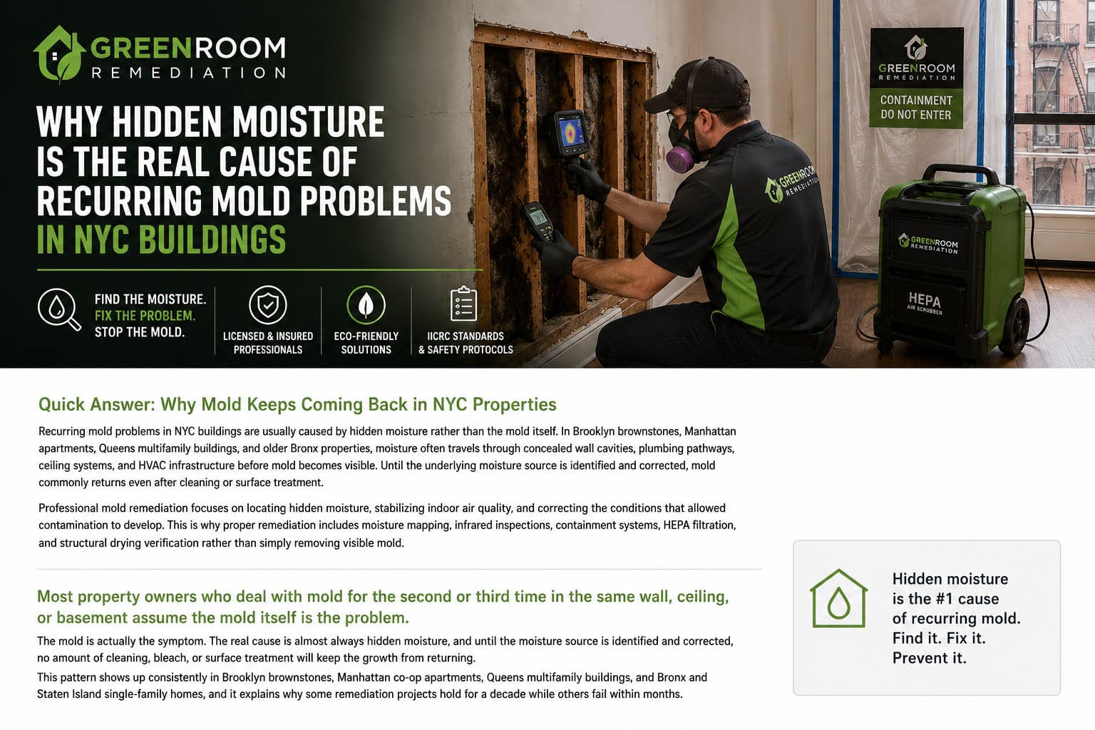 Hidden Moisture - Real Cause Of Recurring Mold Problems In Nyc Hidden Moisture - Real Cause of Recurring Mold Problems in NYC | NYC Mold Remediation & Water Damage Restoration