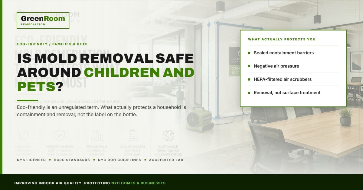Is Mold Removal Safe Around Children and Pets? What Eco-Friendly Actually Means | NYC Mold Remediation & Water Damage Restoration