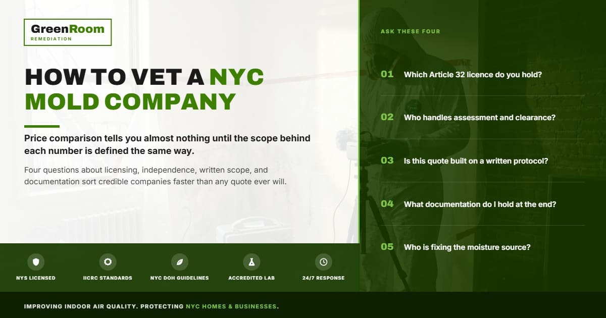How to Vet a NYC Mold Company: The Questions That Actually Matter | NYC Mold Remediation & Water Damage Restoration