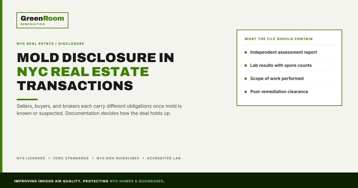 Mold disclosure documentation for NYC real estate transactions — GreenRoom Remediation NYC