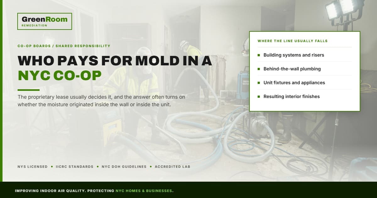 Division of mold responsibility between NYC co-op boards and shareholders — GreenRoom Remediation NYC