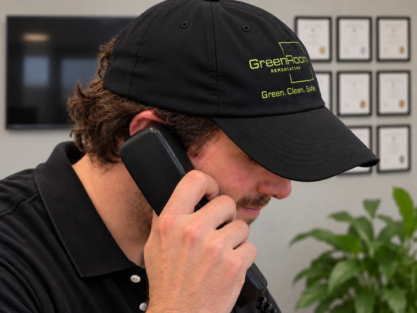 Office representative listening to a client on the phone